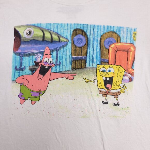 Nickelodeon SpongeBob Casual Graphic T-Shirt Adult Mens Size Small S White - Picture 1 of 9
